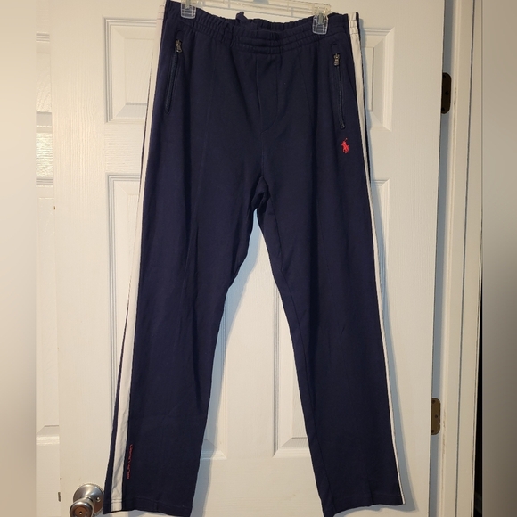 Polo by Ralph Lauren Men's Navy Track Pants Size Large Zipped Pockets Knit - Picture 1 of 14